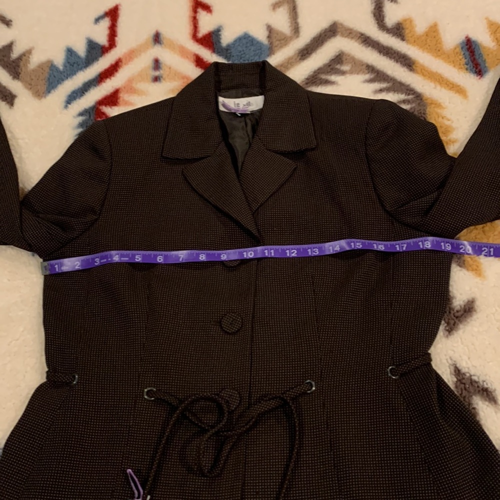 Le Suit Petite brown micro polkadot stylish career skirt suit - Picture 7 of 11